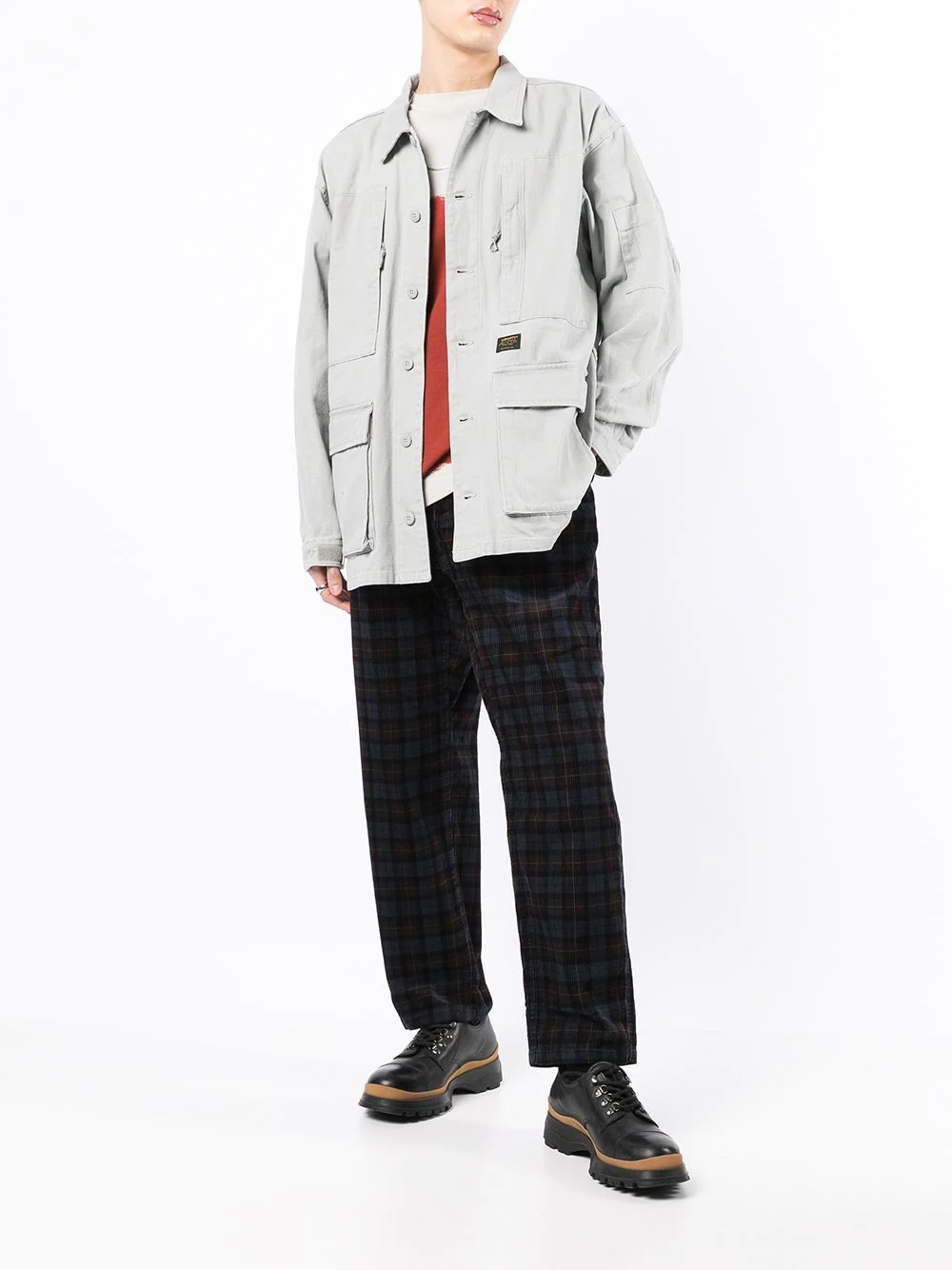 corduroy check-print trousers - 2