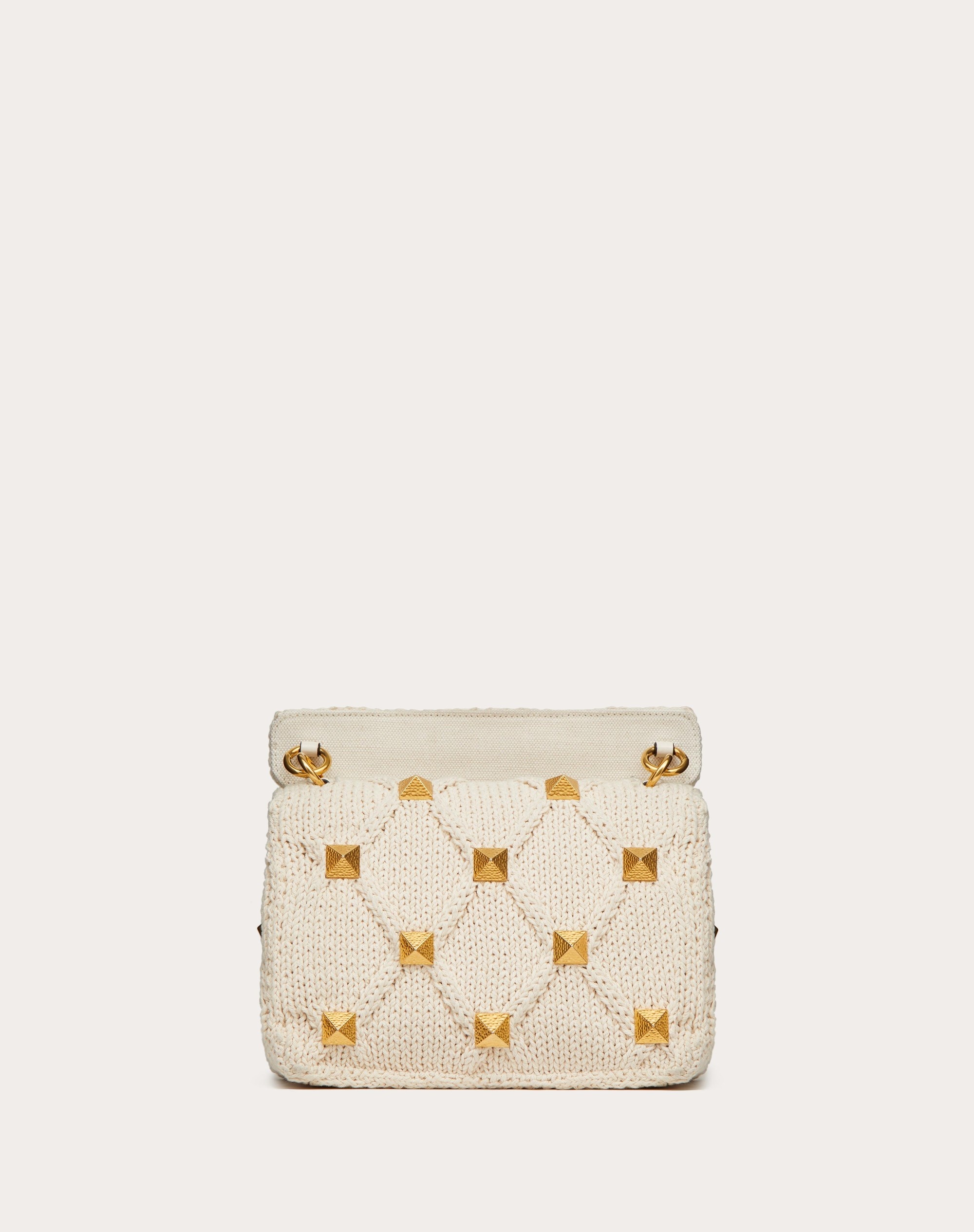 MEDIUM KNITTED ROMAN STUD THE SHOULDER BAG WITH CHAIN - 3