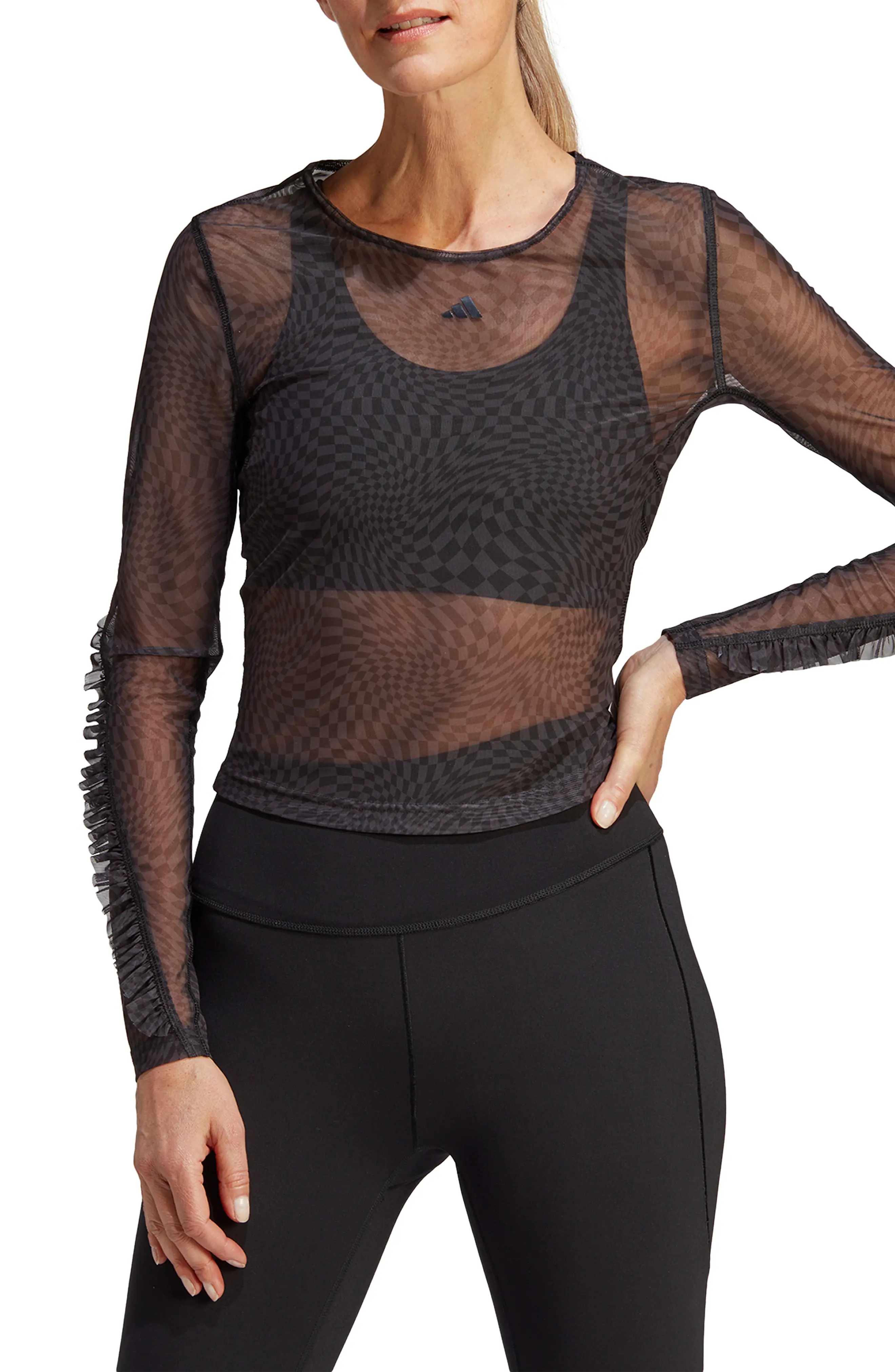 Print Clash Long Sleeve Yoga Shirt - 1