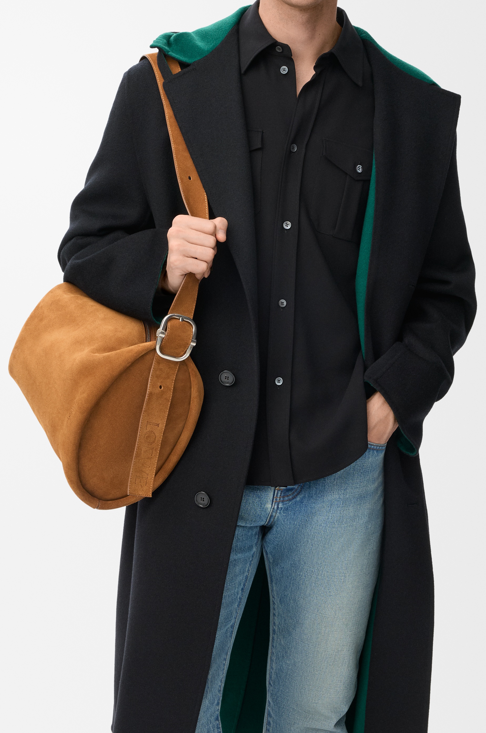 Medium Loop bucket in suede calfskin - 3