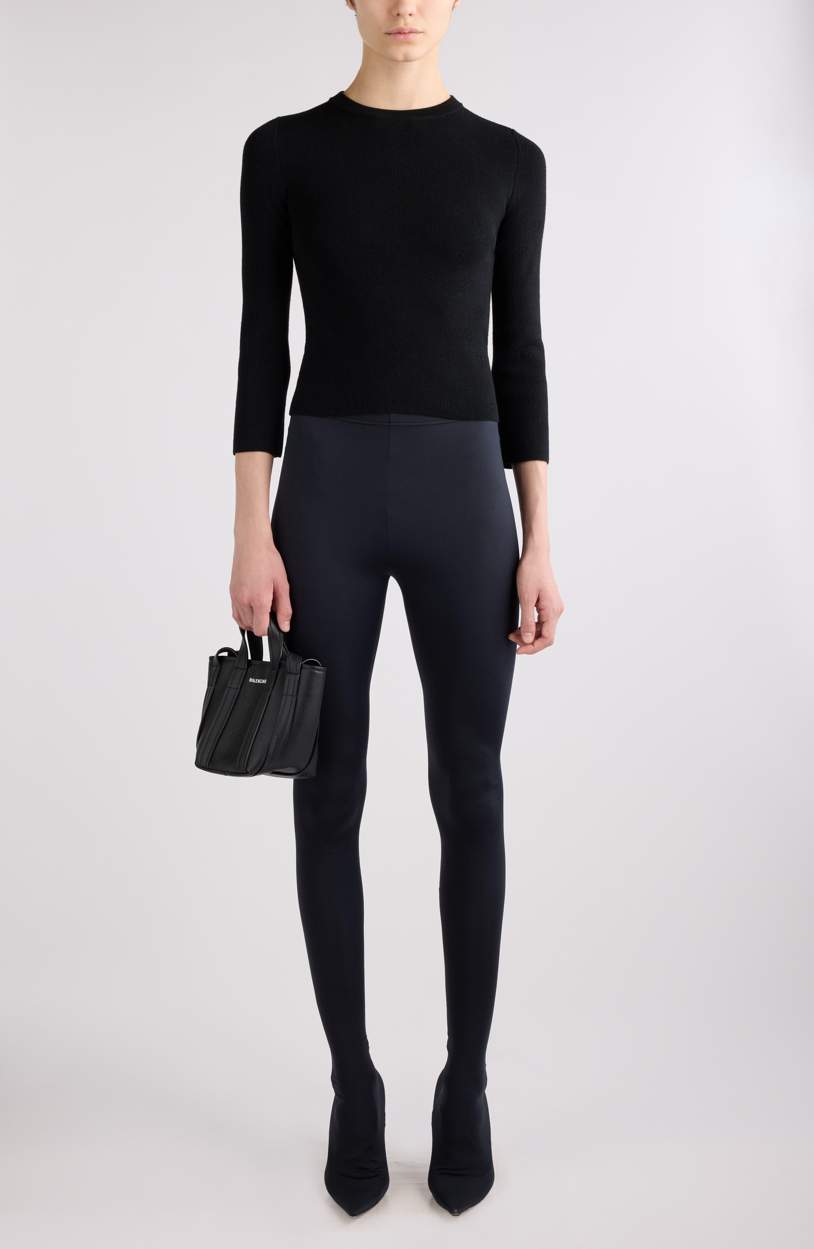 Open Stitch Logo Rib Crop Sweater - 2