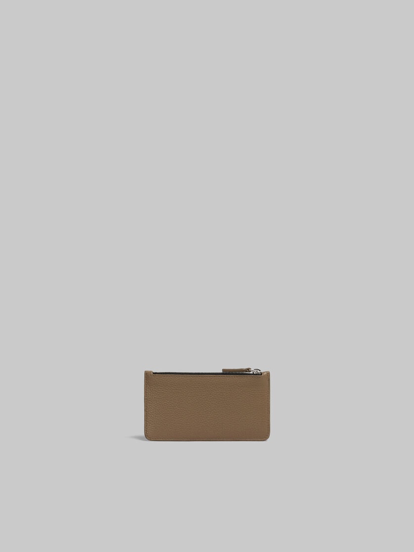 BROWN LEATHER CARD CASE WITH MARNI MENDING - 3