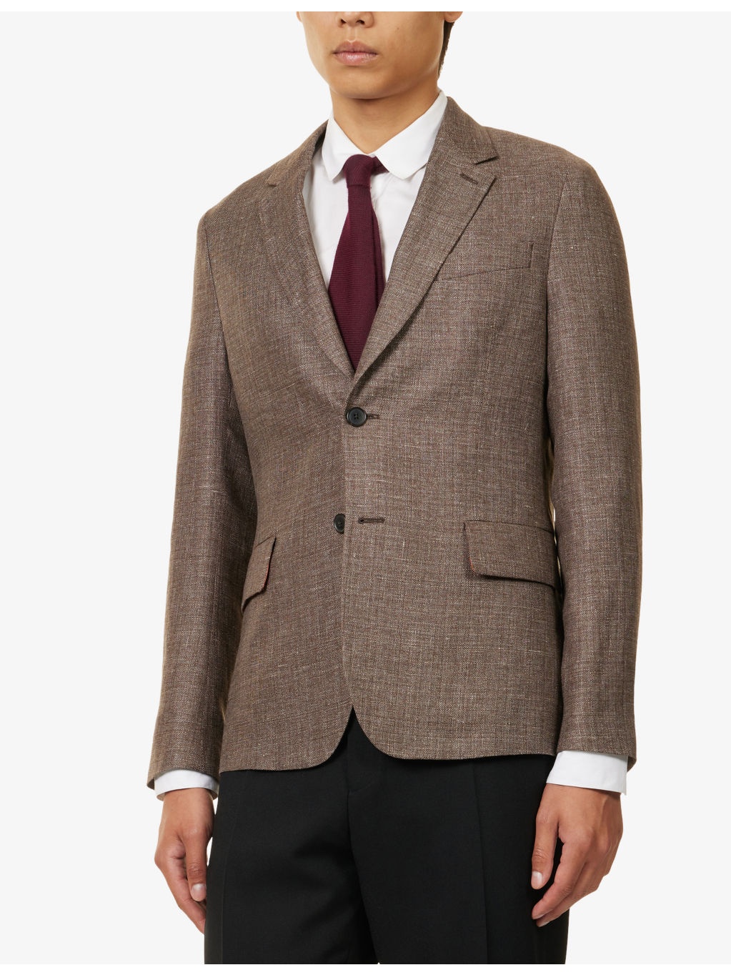 Notch-Lapels Regular-Fit Linen And Wool Blazer - 3
