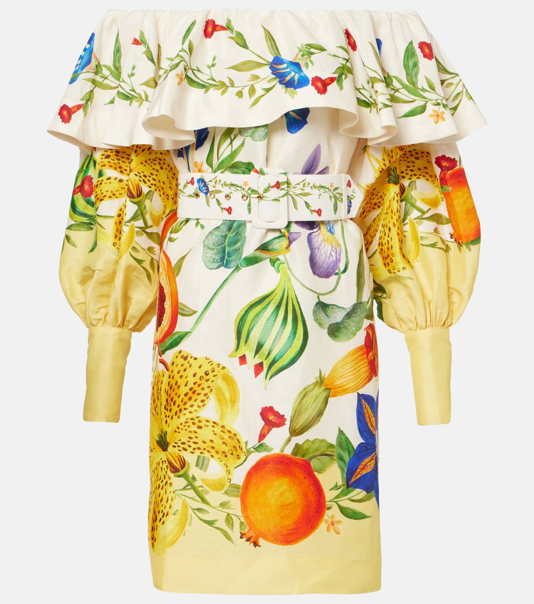 Flores floral linen-blend minidress - 1