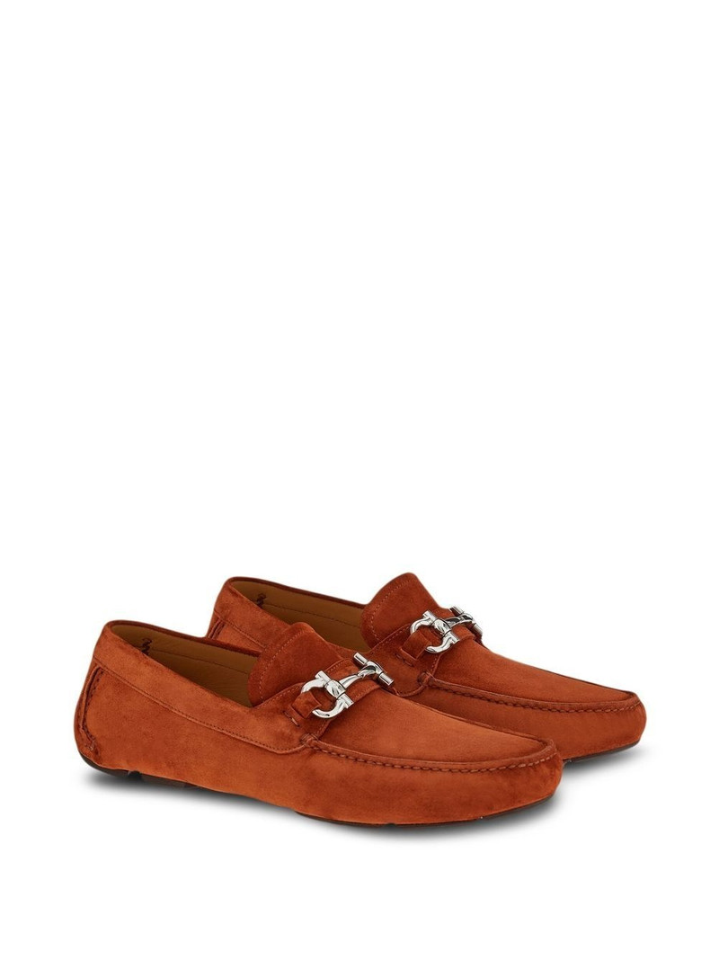 FERRAGAMO Gancini-plaque suede loafers outlook
