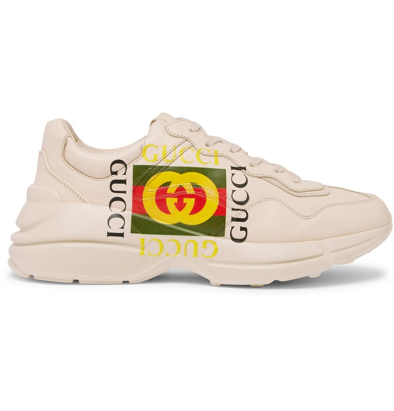 남자 Rhyton Gucci 로고 가죽 스니커 - 1