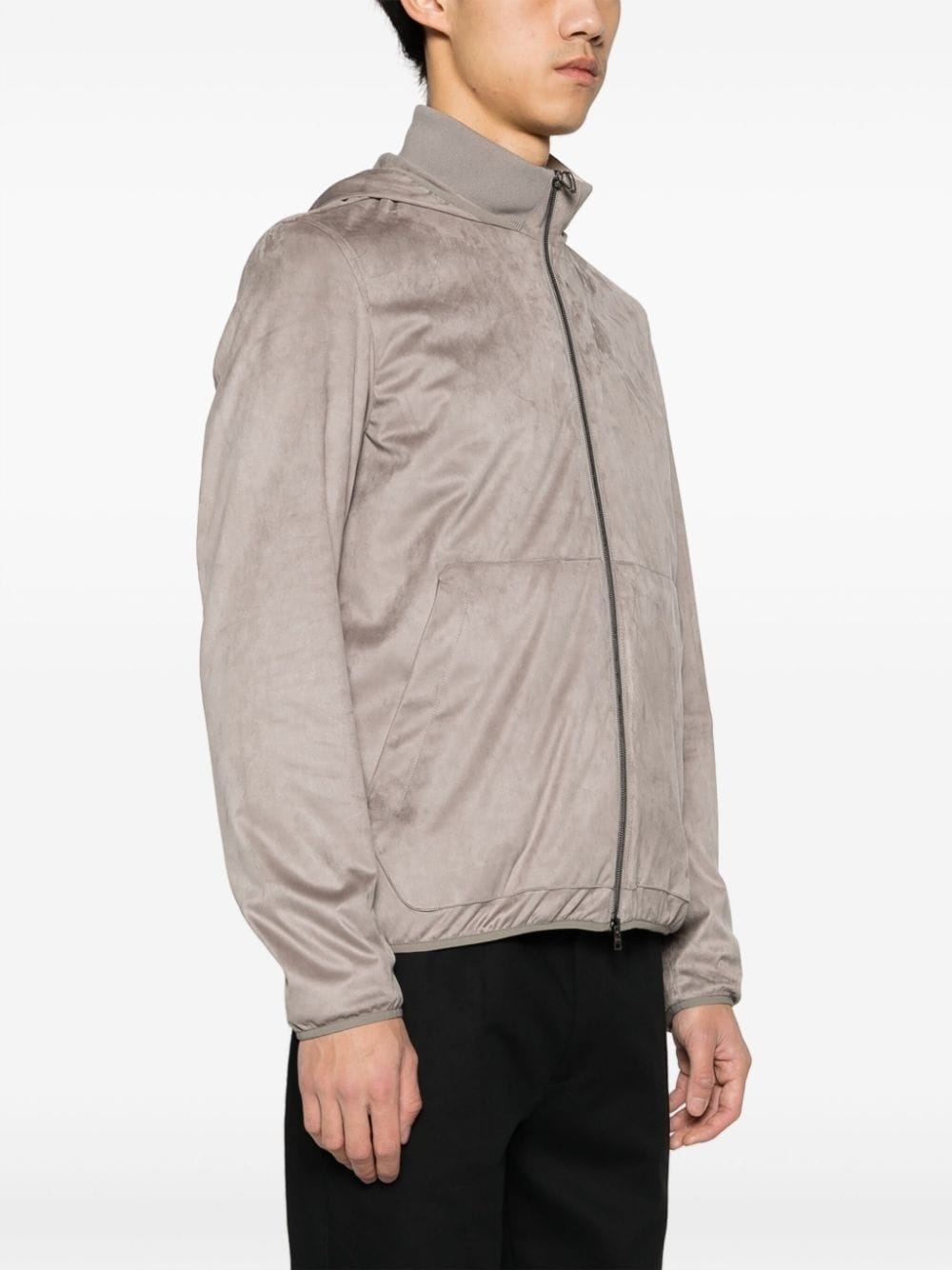 suede-effect hooded jacket - 3