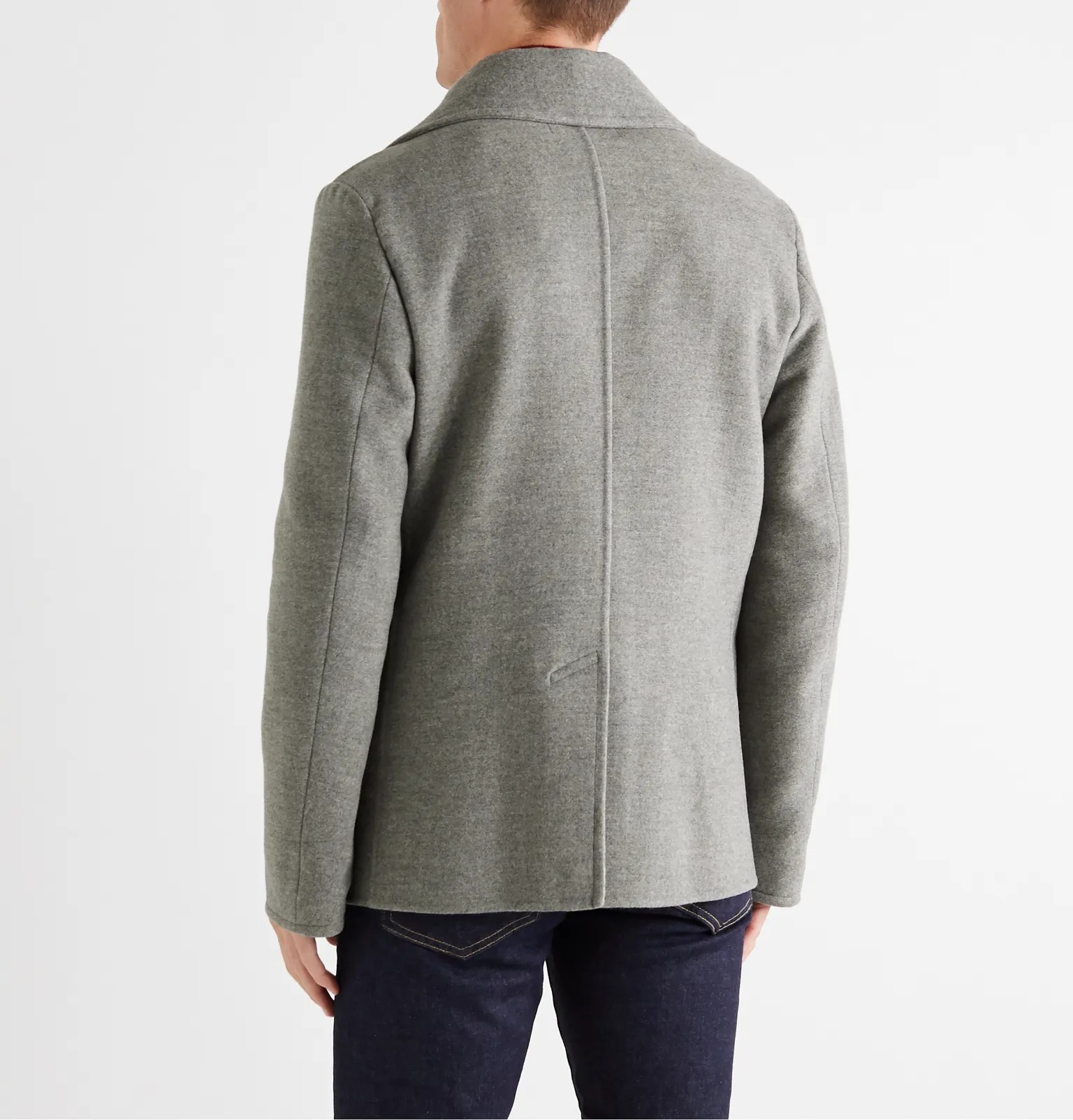 Double-Breasted Mélange Wool-Blend Pea Coat - 4