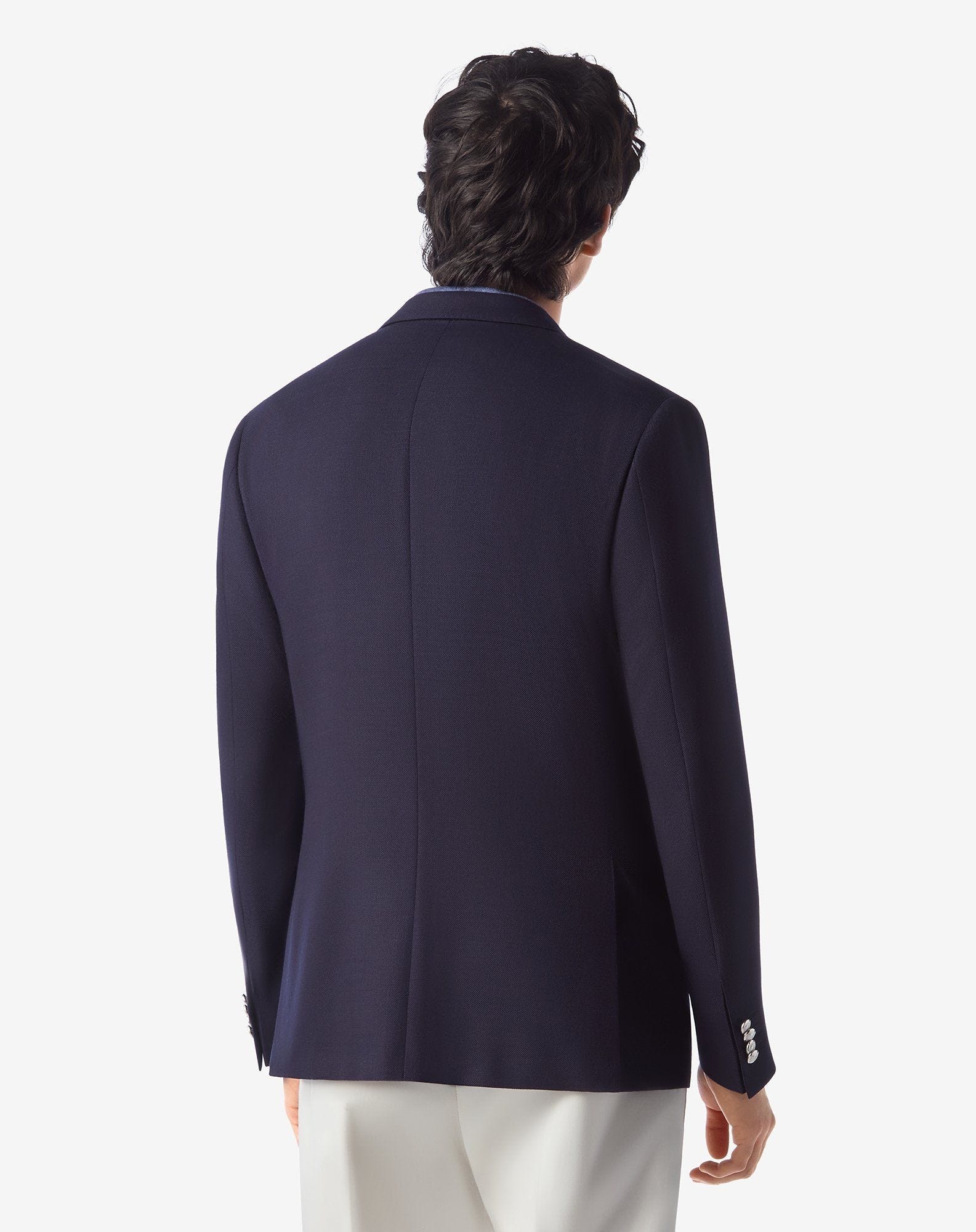 Navy blue 150's wool hopsack jacket - 4