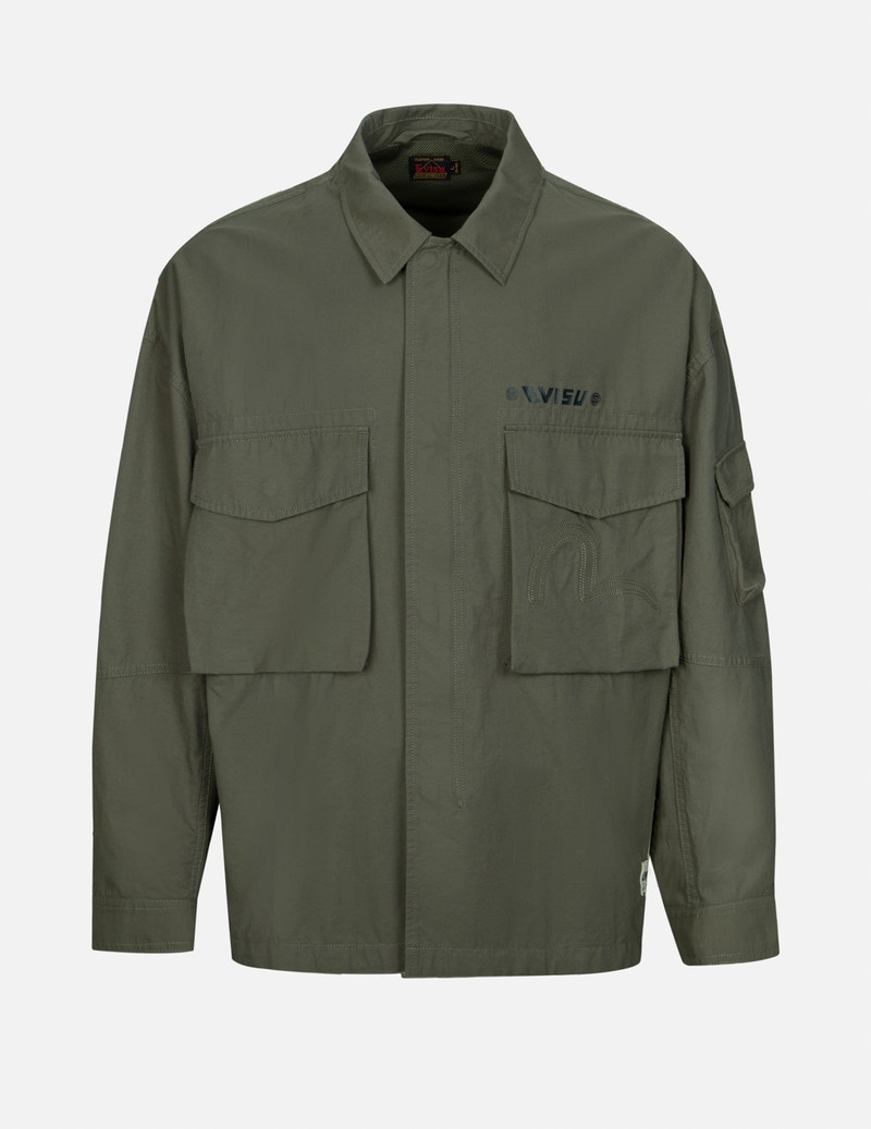 Hand Stitching Seagull and Godhead Embroidery Loose Fit Shirt Jacket 1