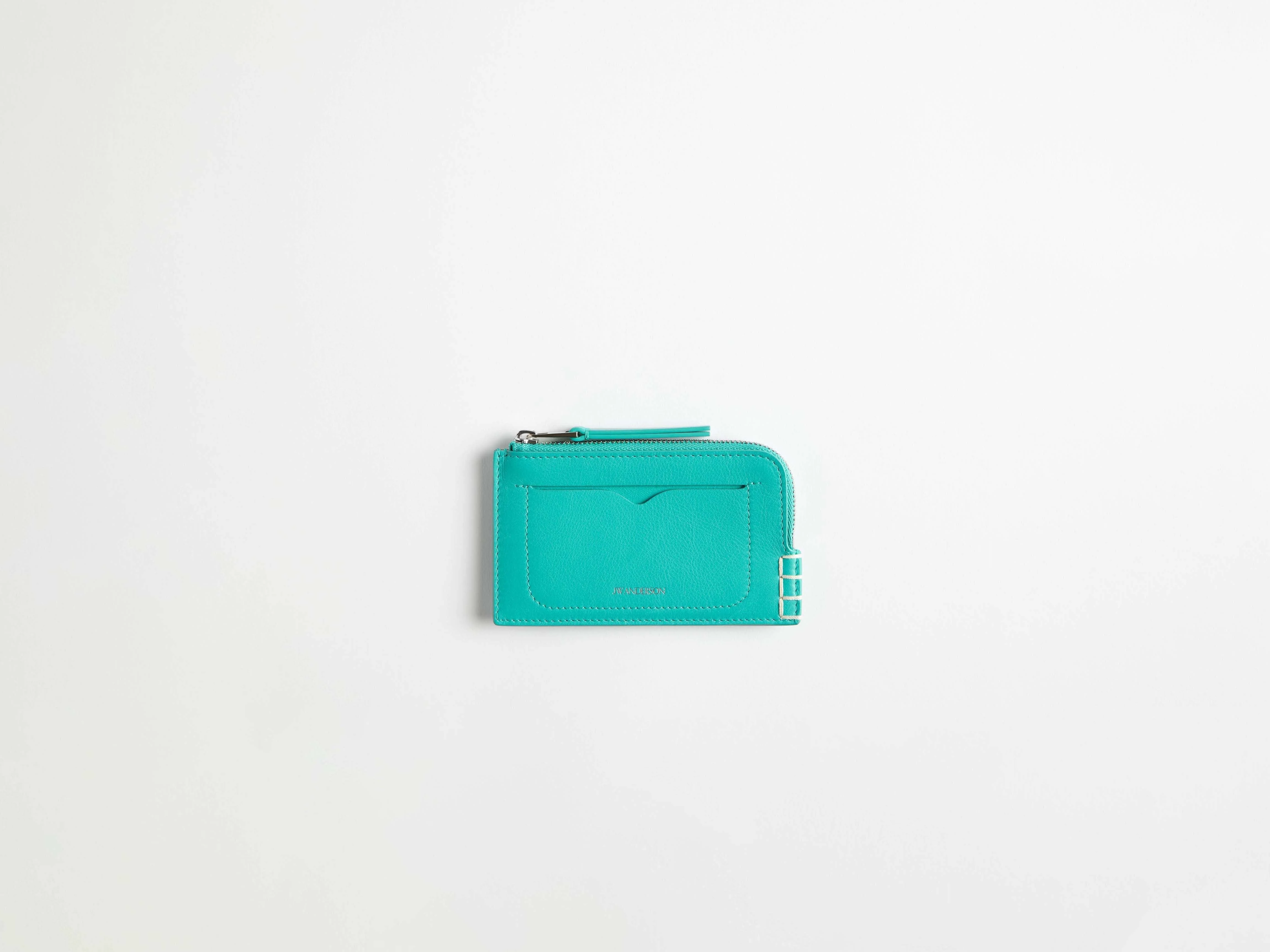 LEATHER LOAFER ZIP WALLET IN TURQUOISE - 1