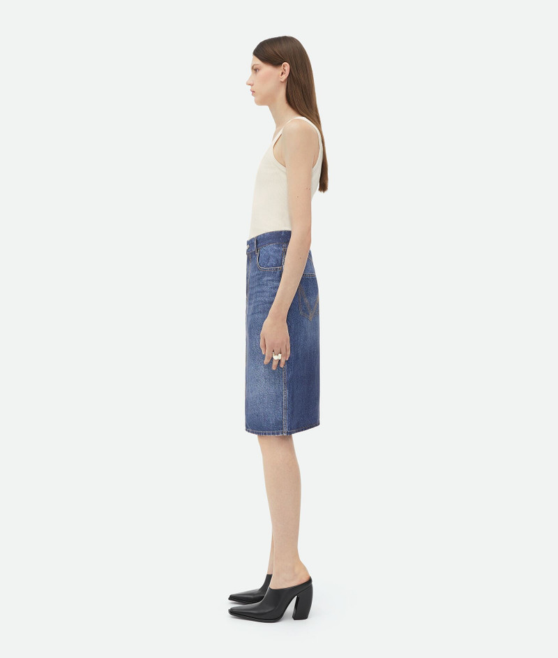 Bottega Veneta Denim Printed Silk And Viscose Midi Skirt outlook
