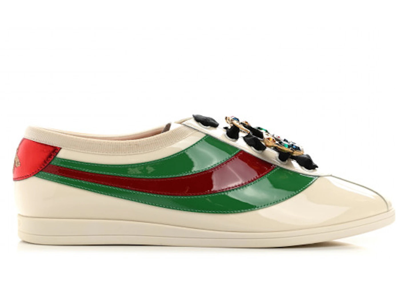 Gucci Falacer Patent Leather Sneaker White Red Crystal (Women's) - 1