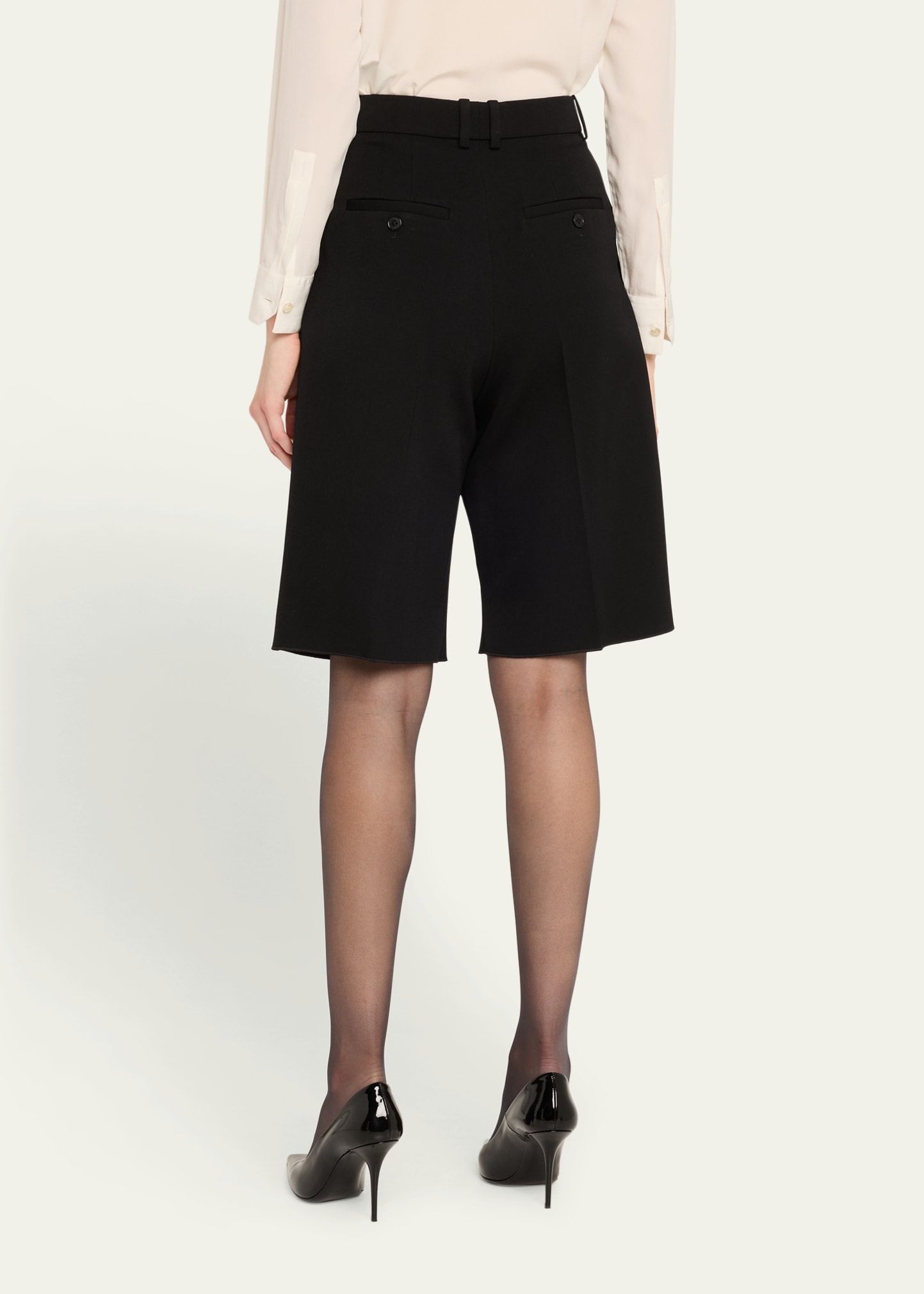 Pleated Tailored Bermuda Shorts - 3