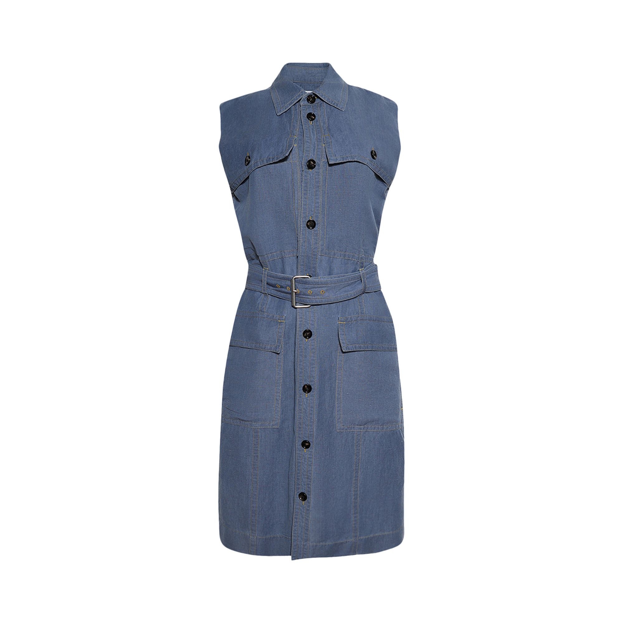 Bottega Veneta Belted Midi Dress 'Blue' - 1