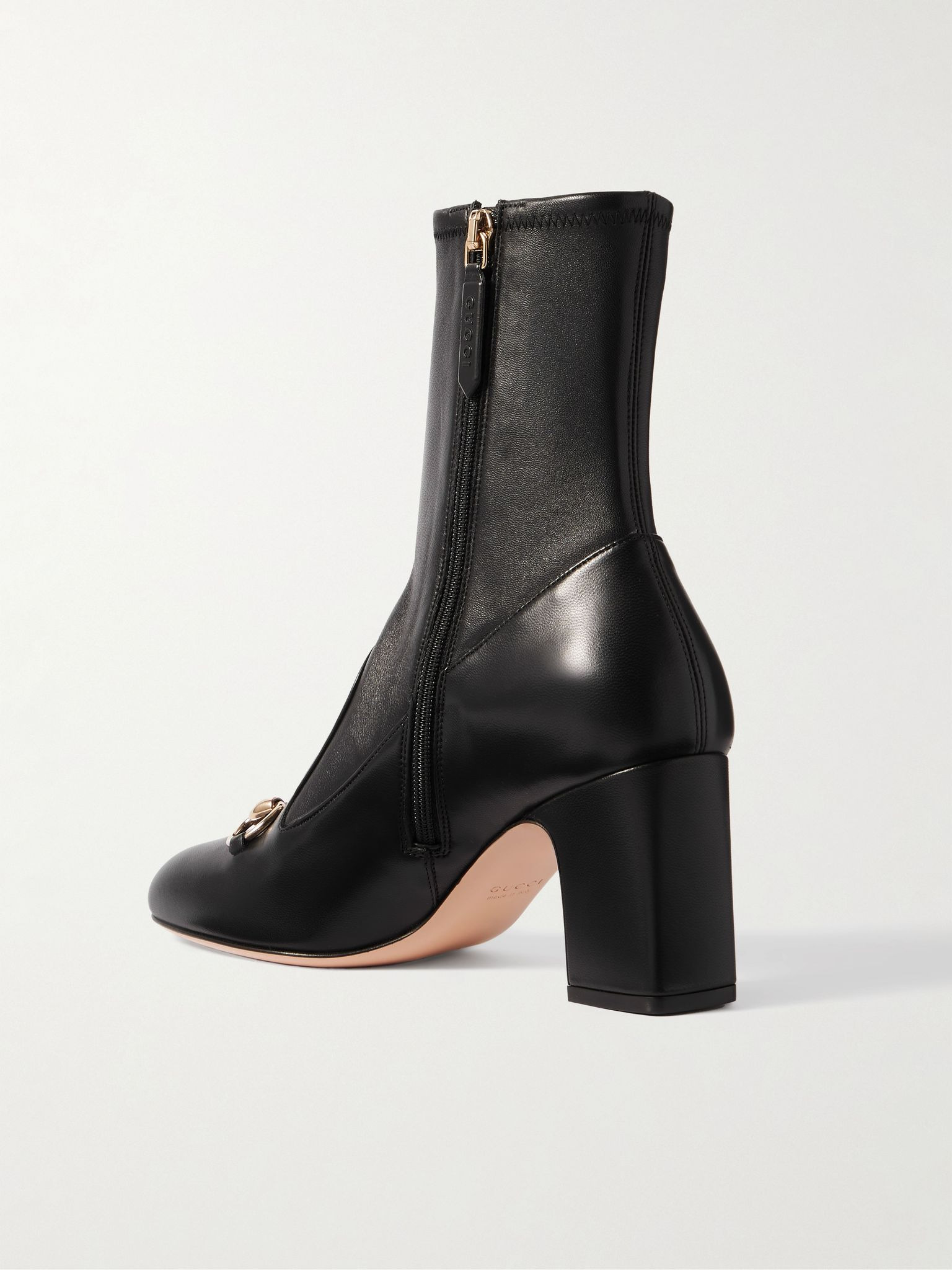 Lady horsebit-embellished paneled leather ankle boots Black - 3