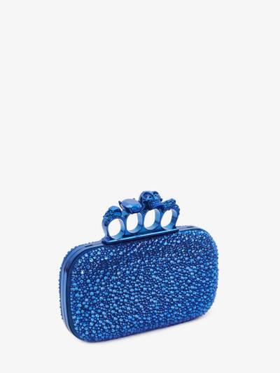 Alexander McQueen Skull Four Ring Clutch With Chain in Electric Blue outlook