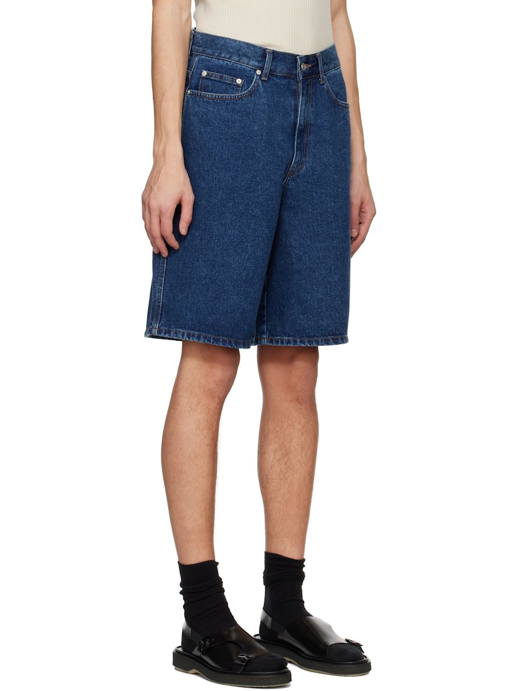 Blue Classic Baggy Denim Shorts - 2
