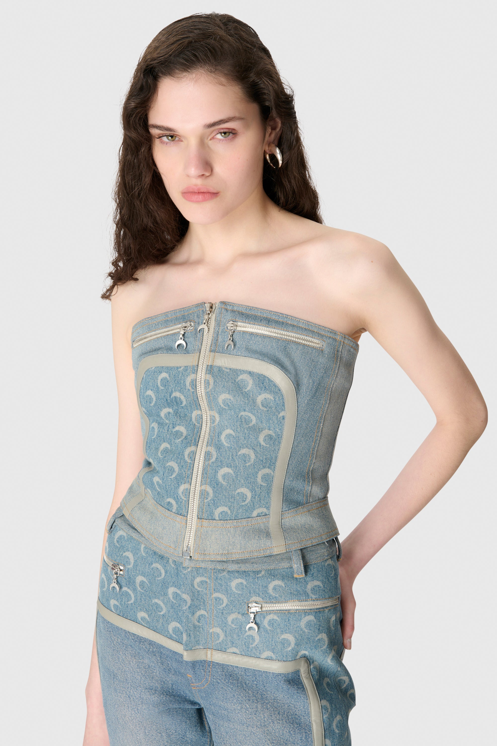 Regenerated Denim Bustier Top - 4