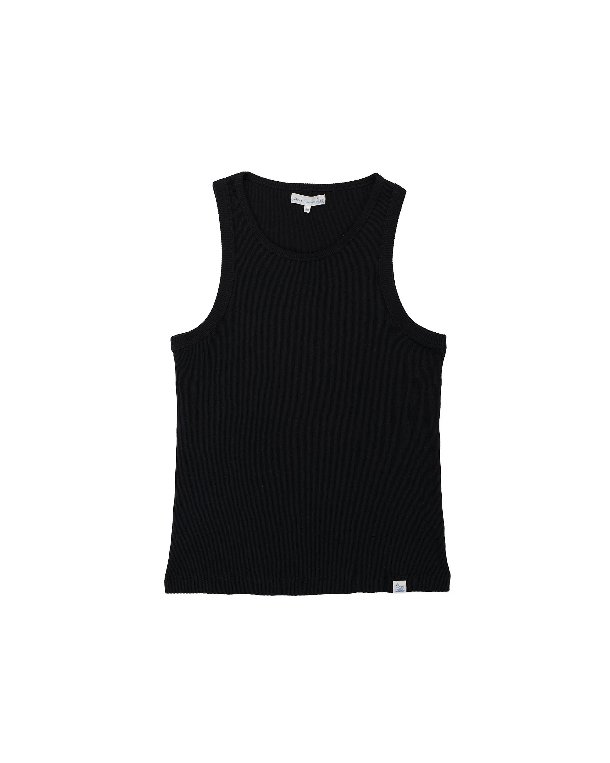 RIBTANK01 Iconic Ribbed Cotton Tank Top Deep Black - 1