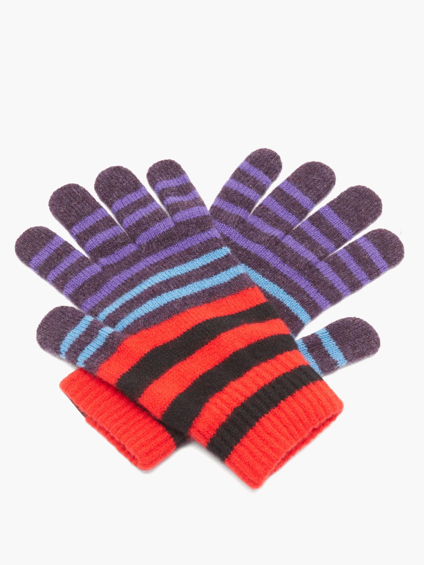 Logo-label striped-wool gloves - 3