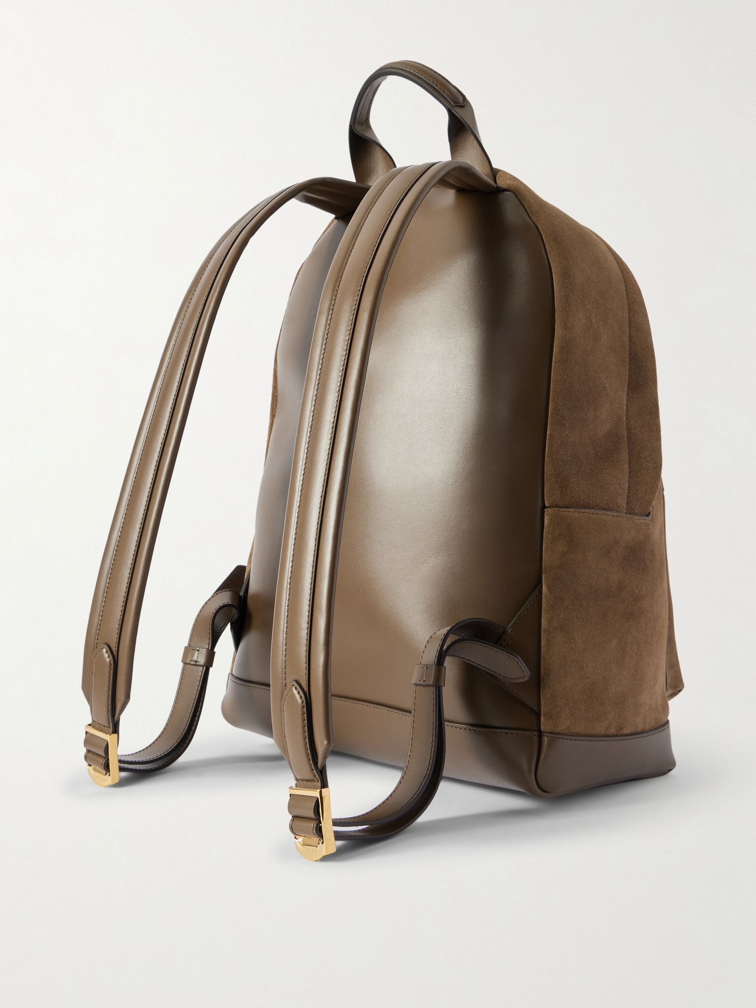 Buckley Leather-Trimmed Suede Backpack Brown - 3