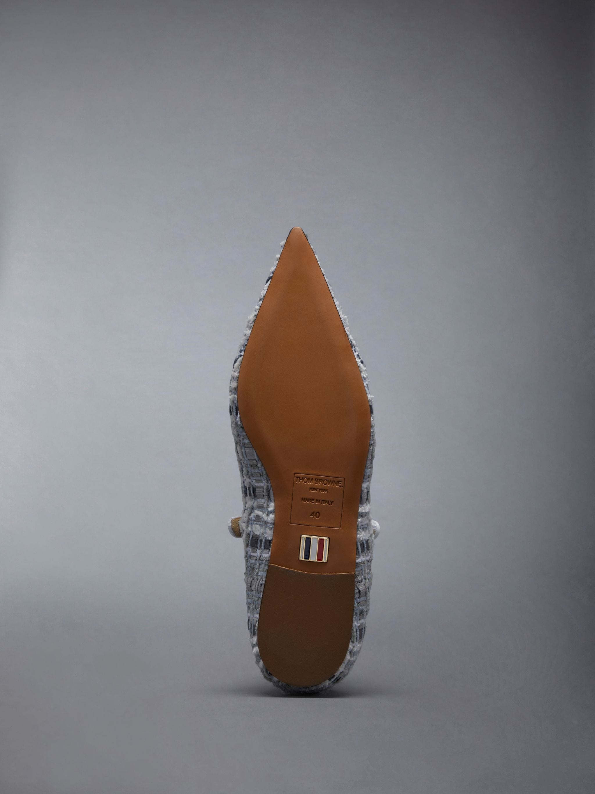 Prince of Wales Check Chenille Tweed Pointed Toe Thom John Flat - 6