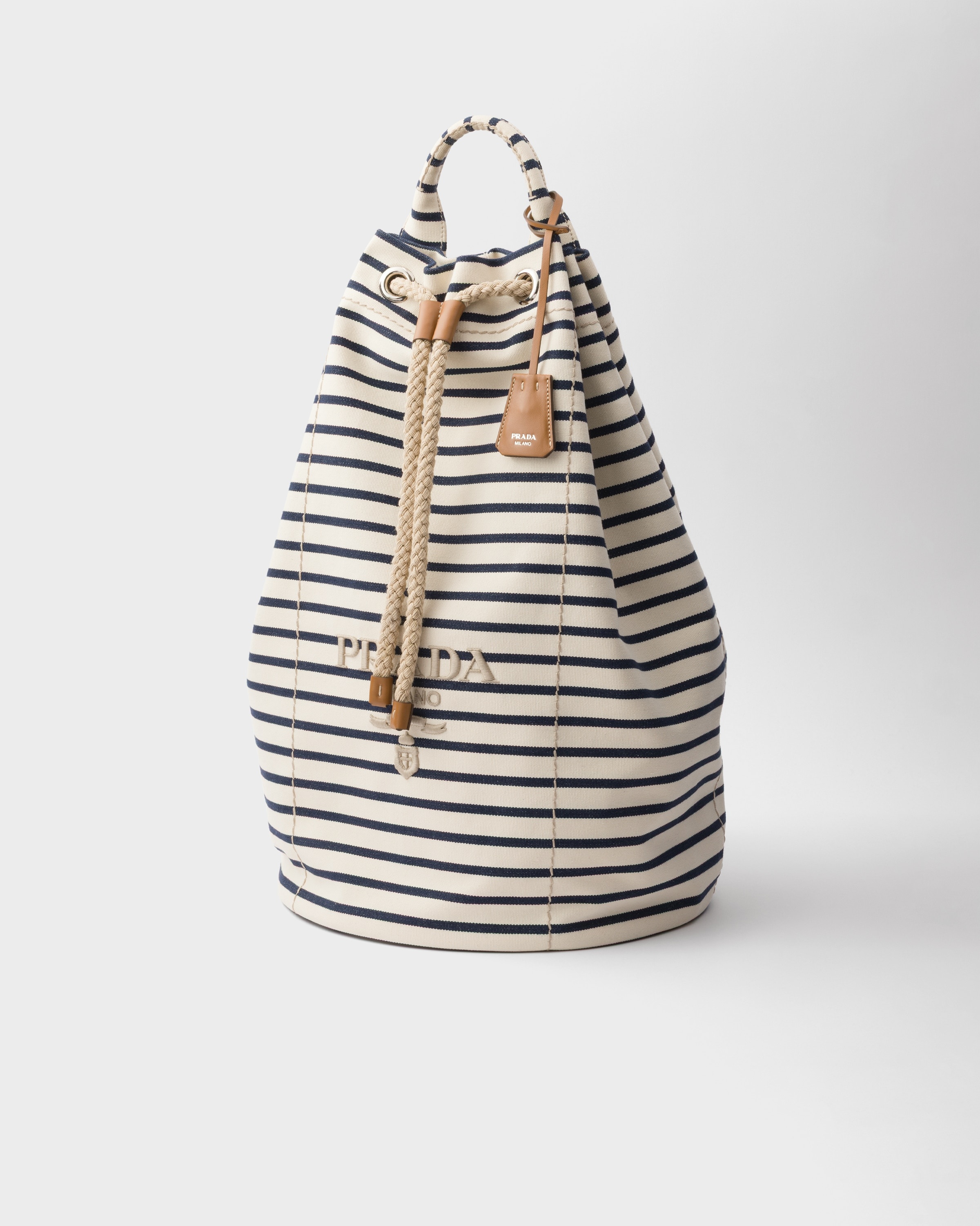 Striped canvas drawstring duffel bag - 3