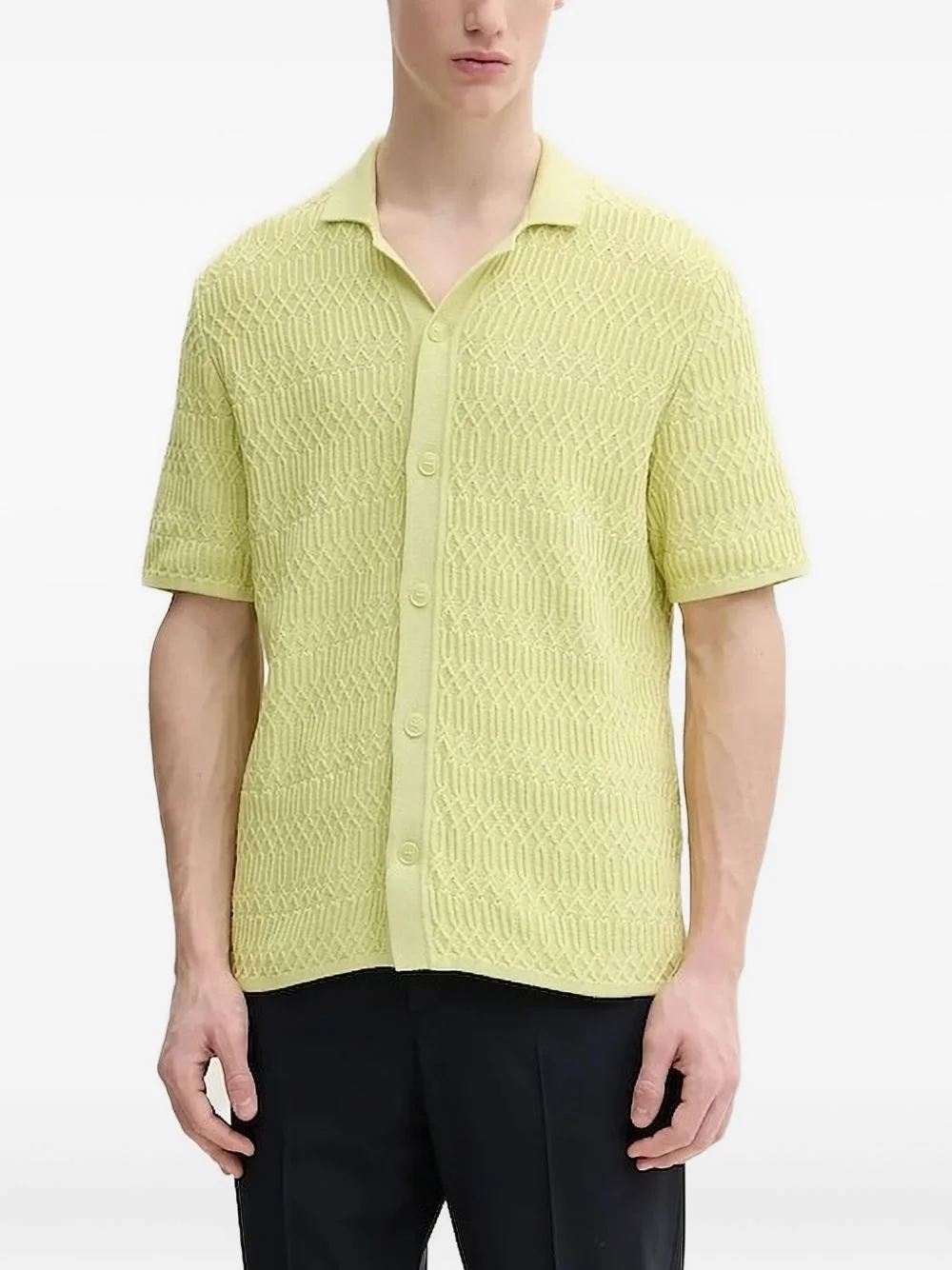 textured buttoned polo shirt - 1