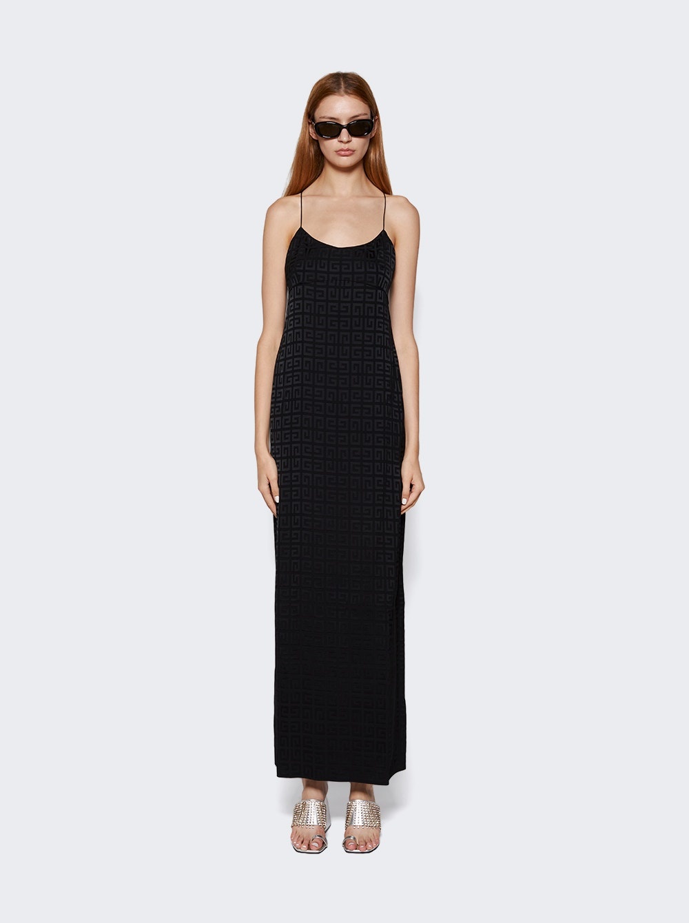 4G Jacquard Long Slip Dress Black - 2