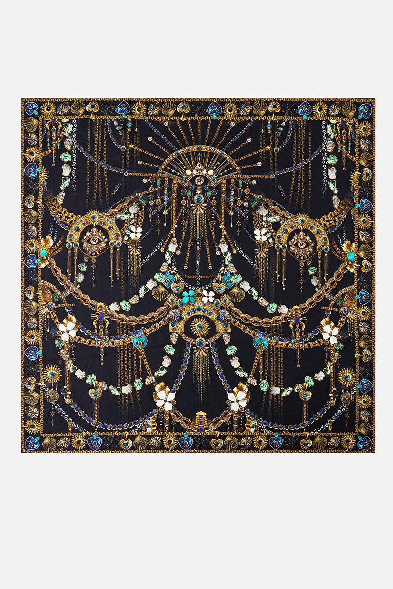 CAMILLA LARGE CRYSTALLED SILK SQUARE SCARF outlook