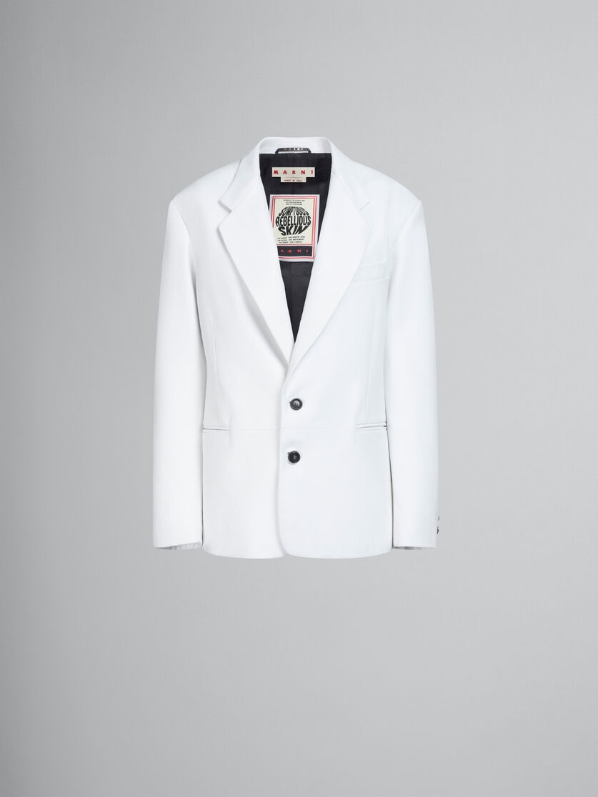 WHITE NAPPA LEATHER OVERSIZED BLAZER - 1