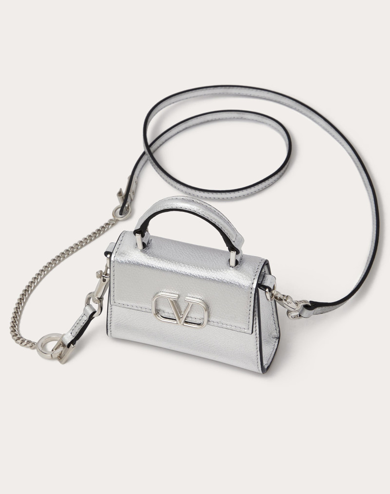 MICRO VSLING HANDBAG IN METALLIC GRAINY CALFSKIN 6
