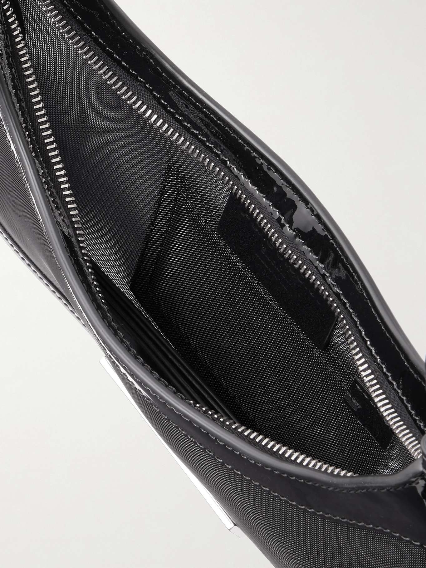 Embellished patent leather-trimmed mesh shoulder bag - 5