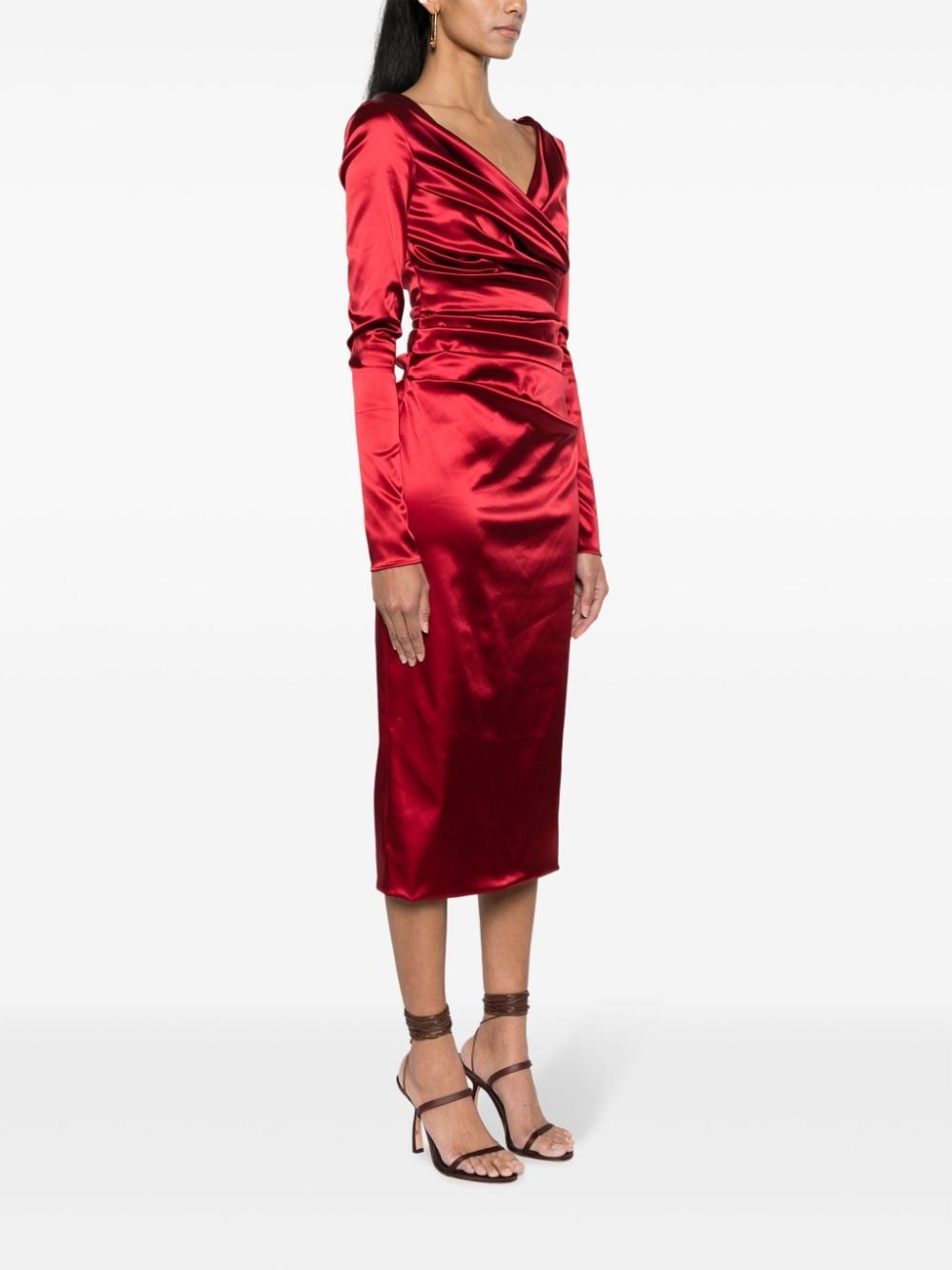 draped satin midi dress - 3