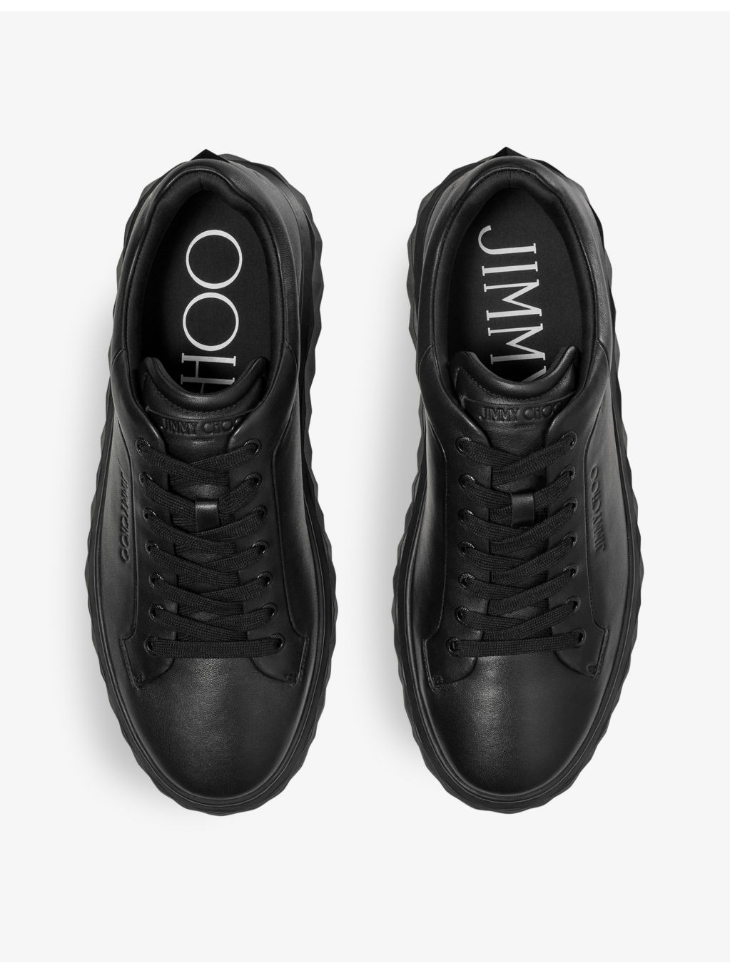 Diamond Maxi logo-embossed leather low-top trainers - 2