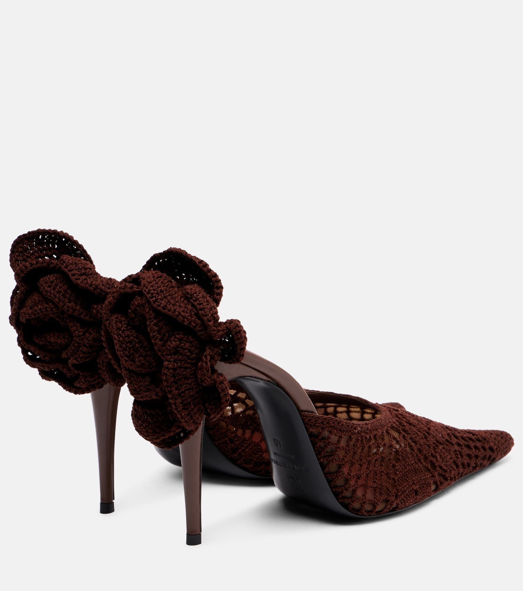 Floral-appliqué crochet mules - 2