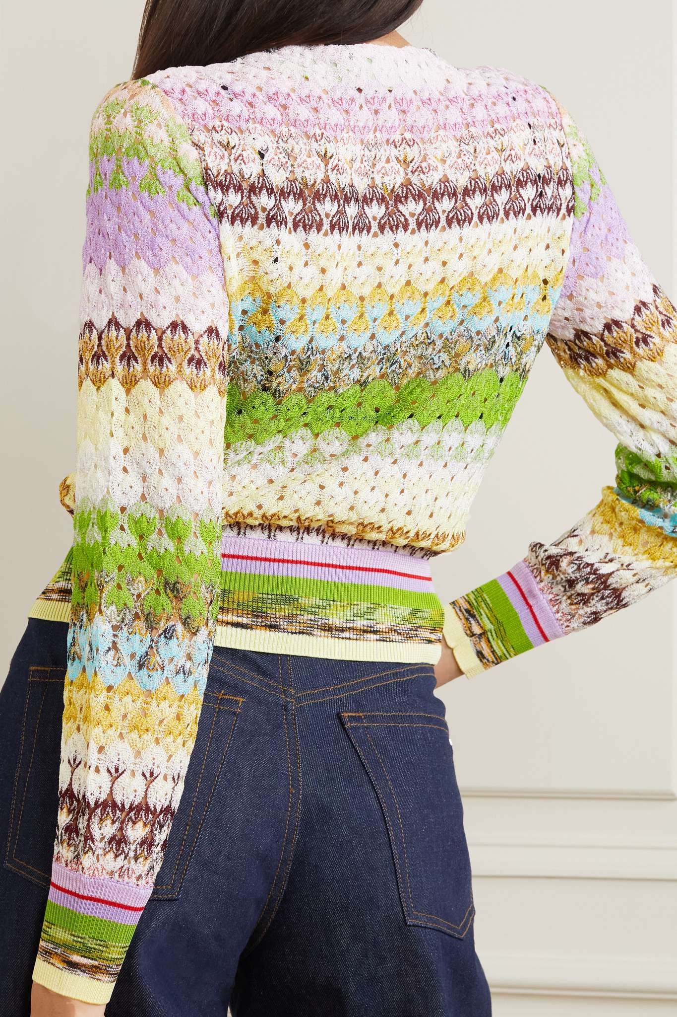 Striped crochet-knit cardigan - 4