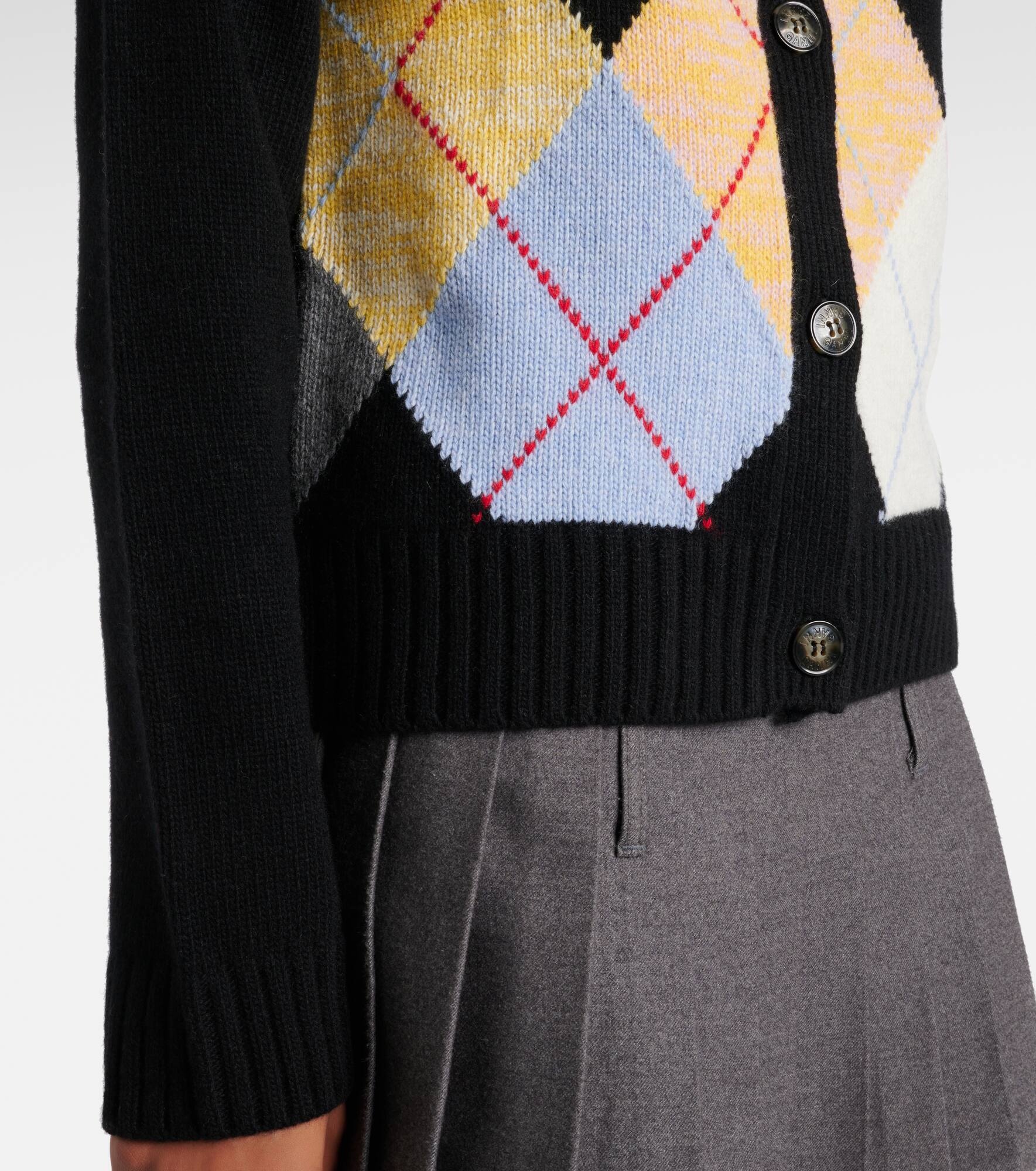 Harlequin argyle wool-blend cardigan - 5