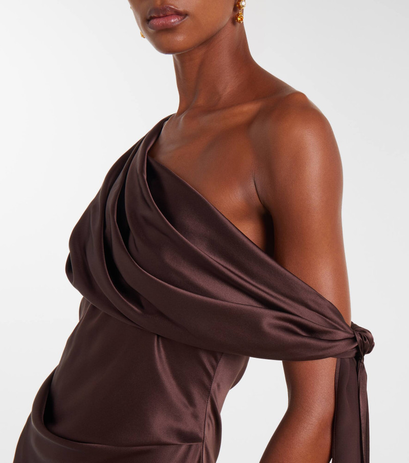 Draped asymmetrical silk satin gown 4