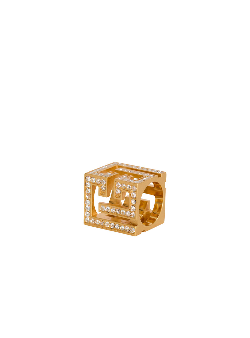 PB 3D rhinestone cube ring 1