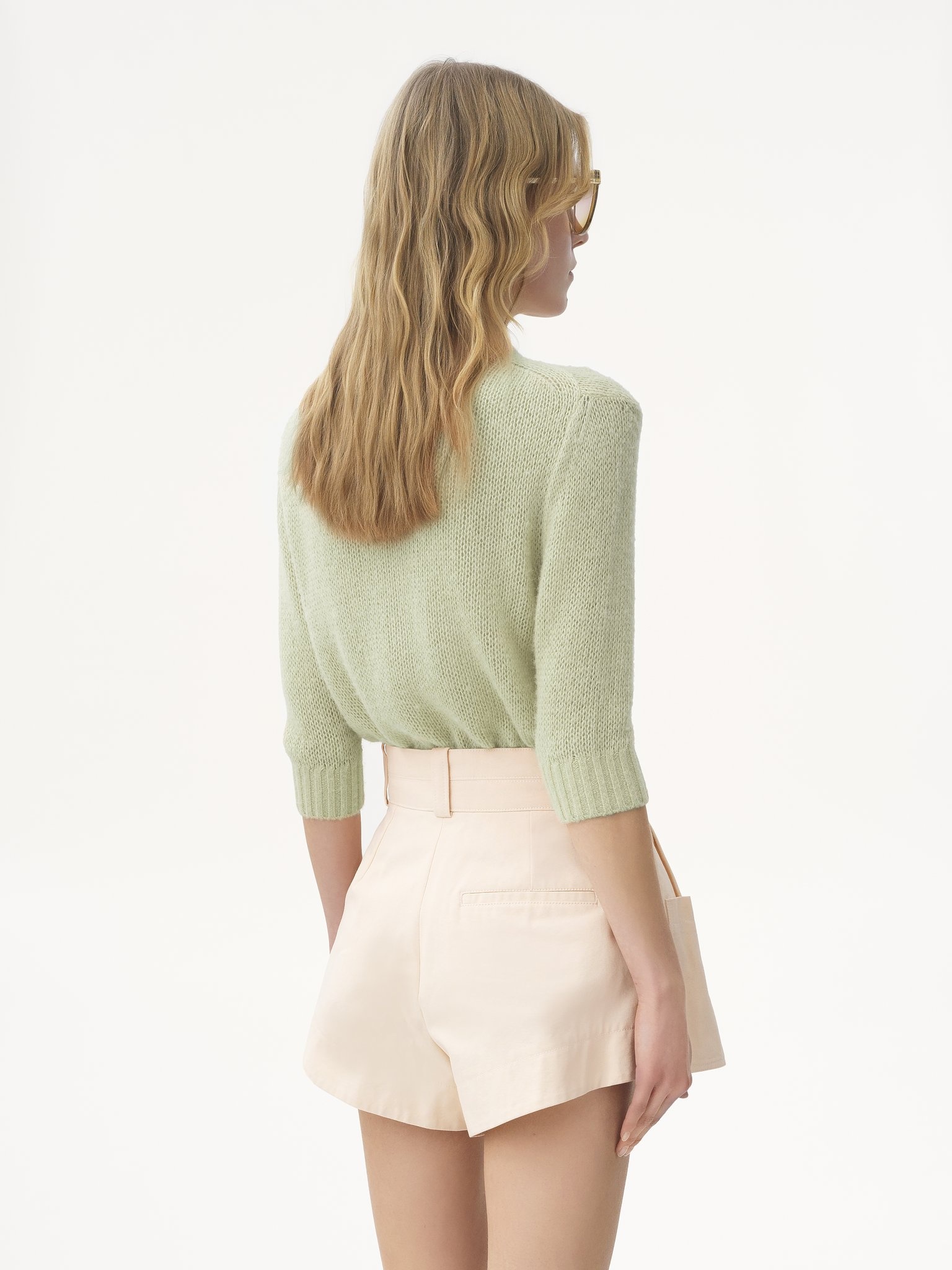 ELBOW-SLEEVE LOGO SWEATER IN ALPACA WOOL & SILK KNIT - 5