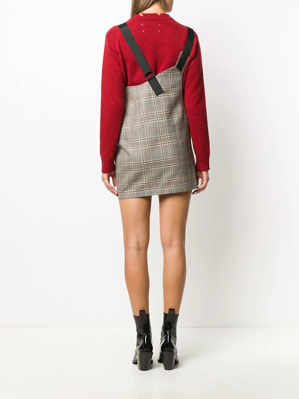 checked buckled-strap skirt - 4