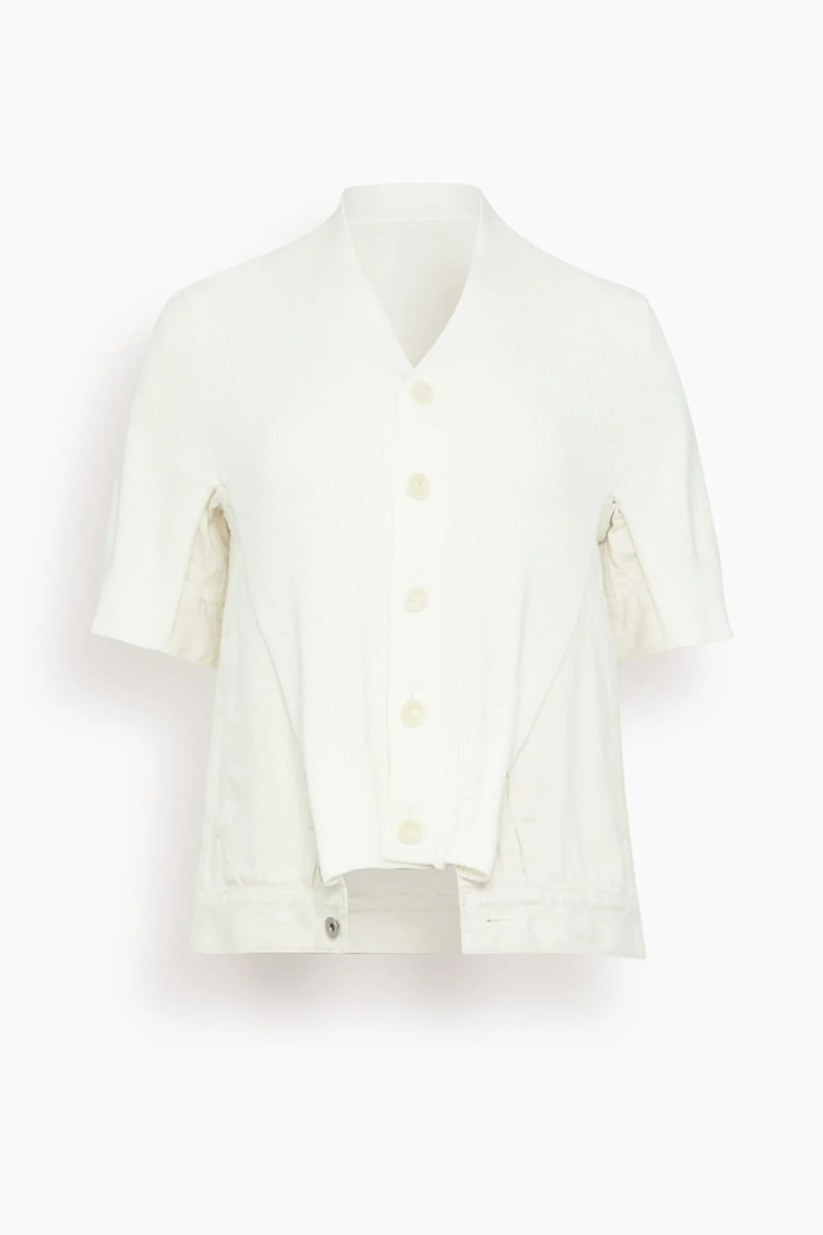 Denim x Knit Cardigan in Off White - 1