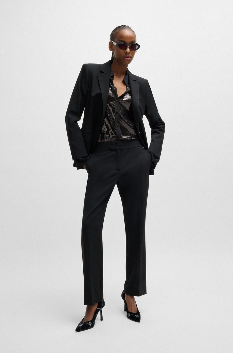 HUGO SLIM-FIT SHIRT IN SEQUINNED MESH WITH POINT COLLAR outlook