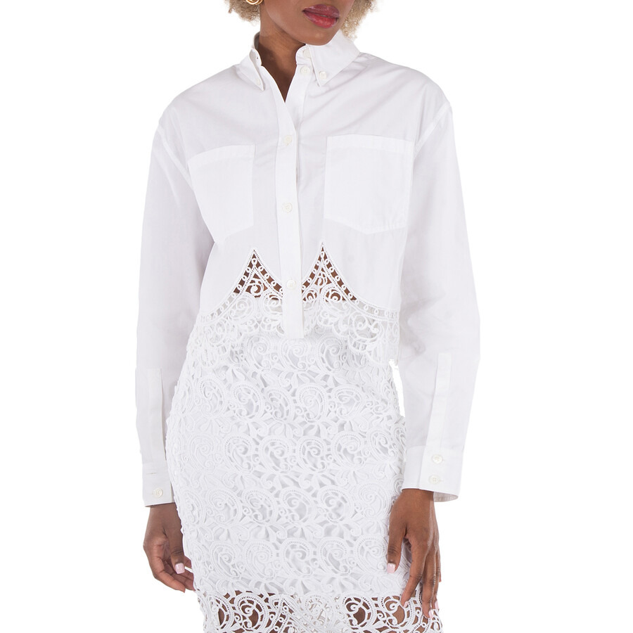 Burberry Cropped Macrame-Lace Shirt - 4