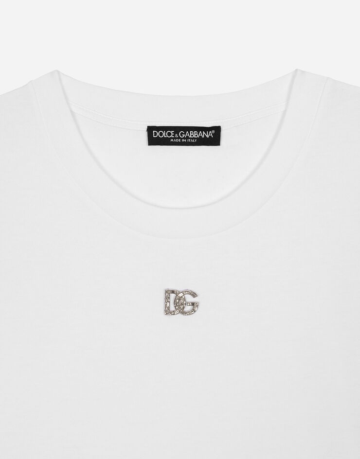 Cotton T-shirt with Crystal DG logo - 3