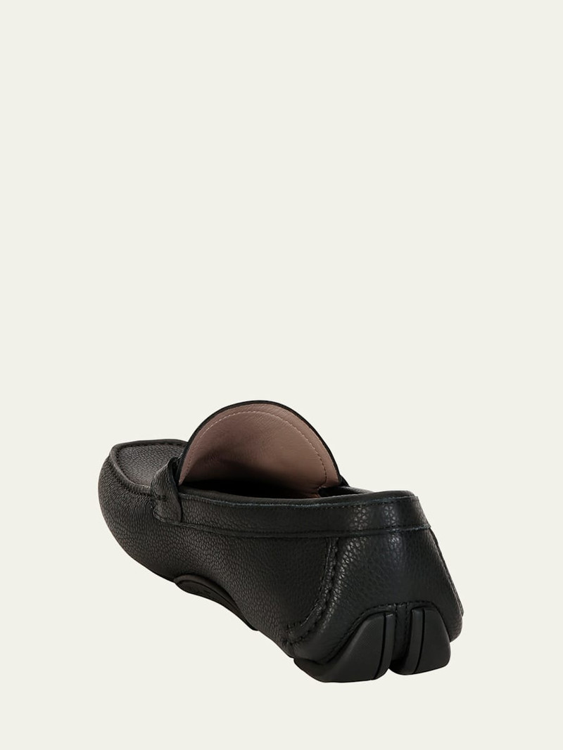 FERRAGAMO Men's Tito Textured Leather Drivers outlook