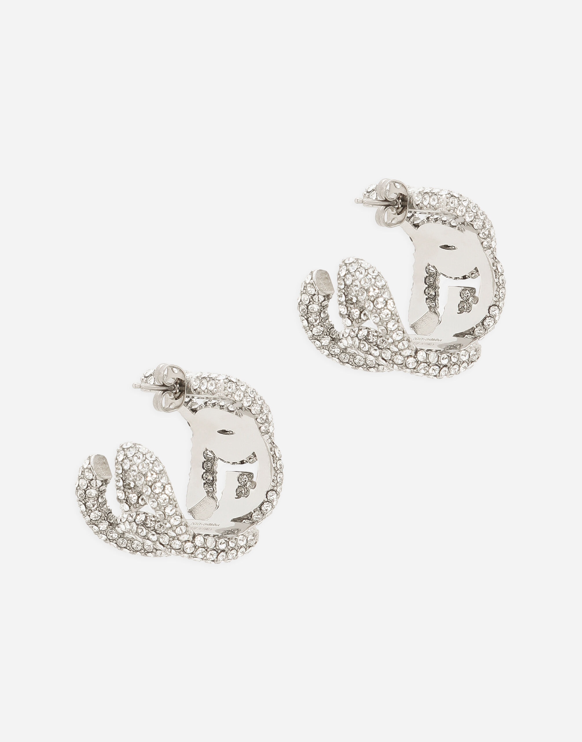 Rhinestone earrings with DG logo - 3