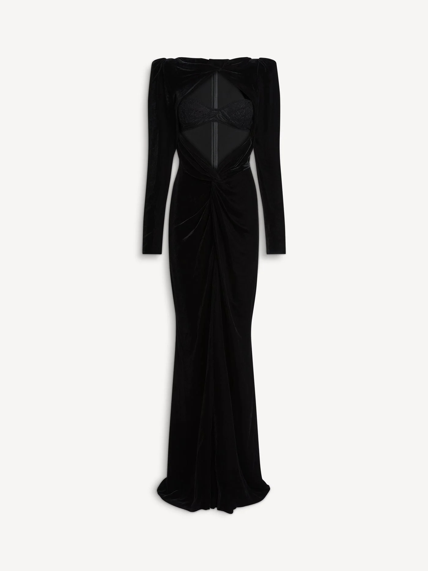 Long velvet and lace dress - 1